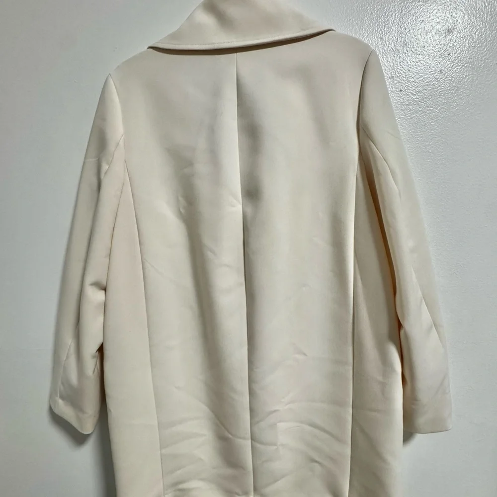 H&M Cream Longline Blazer Coat XS | Business Casual Light Academia Jacket - Picture 2 of 6